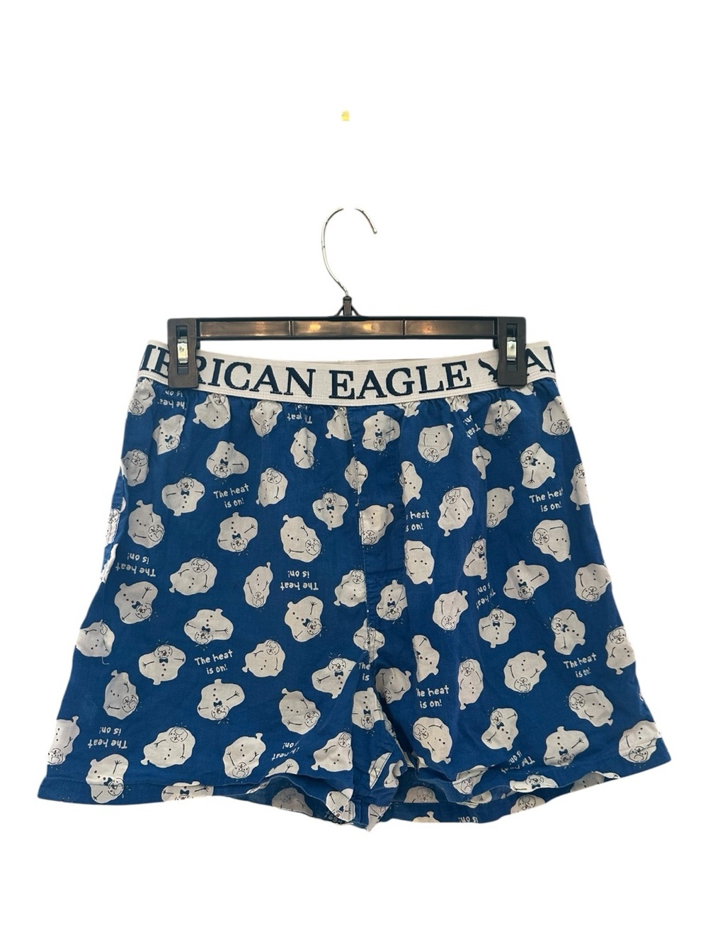 Late Y2K Era American Eagle Outfitters Blue Bear-Print Women's Lounge Shorts M